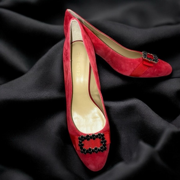 TALBOTS ISADORA JEWEL BOW SUEDE PUMPS Women's 10 M Red P214041160 - Picture 11 of 11